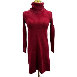 Geoffrey Beene Turtleneck Wool Blend Ribbed Knit Sweater Dress Size Small